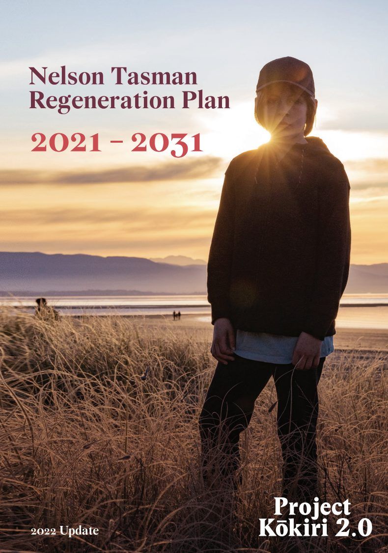 Cover of the Nelson Tasman Regeneration Plan 2021–2031, Project Kōkiri 2.0