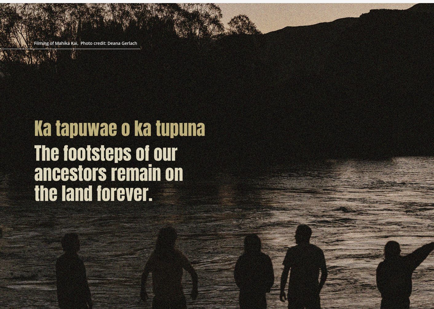 A strategy page: silhouettes at a river’s edge with the words Ka tapuwae o ka tupuna